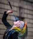 A female fire eater at the Edinburgh Fringe