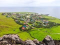 Edinburgh of the Seven Seas town aerial panoramic view, Tristan da Cunha, the most remote inhabited island, South Atlantic Ocean.