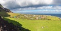 Edinburgh of the Seven Seas town aerial panoramic view, Tristan da Cunha, the most remote inhabited island, South Atlantic Ocean. Royalty Free Stock Photo