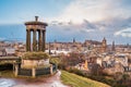 Edinburgh skyline, with the Dugald Stewart monument in the foreground Royalty Free Stock Photo