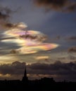 Edinburgh skyline and nacreous clouds Royalty Free Stock Photo