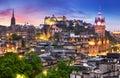 Edinburgh skyline at night with castle in Scotland, UK Royalty Free Stock Photo