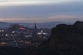 Edinburgh skyline and Salisbury crags at night