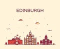 Edinburgh skyline Scotland Trendy a vector linear