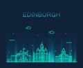 Edinburgh skyline Scotland Trendy a vector linear