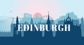 Edinburgh Skyline silhouette with landmarks. Flat vector illustration panorama for banner or web site. Royalty Free Stock Photo