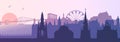 Edinburgh Skyline silhouette with landmarks violet Royalty Free Stock Photo