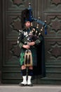 Edinburgh street bagpiper Royalty Free Stock Photo