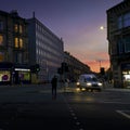 Edinburgh street during the sunset