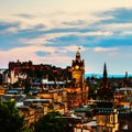 Edinburgh, UK. Aerial view from Calton Hill at night Royalty Free Stock Photo