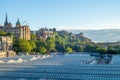 Edinburgh skyline and waverley station in scotland