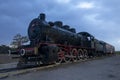 Edirne train station Karaagac, Edirne, Turkey. Historic steam locomotive. It is exhibited in front of the old railway station Royalty Free Stock Photo