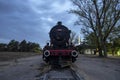 Edirne train station Karaagac, Edirne, Turkey. Historic steam locomotive. It is exhibited in front of the old railway station Royalty Free Stock Photo