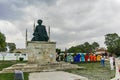 Monument of otoman architect Mimar Sinan and Selimiye Mosque in city of Edirne, Turkey Royalty Free Stock Photo