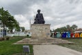 Monument of otoman architect Mimar Sinan and Selimiye Mosque in city of Edirne, East Thrace, Turk Royalty Free Stock Photo