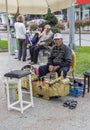 Edirne, Turkey, May 02,2015. Street shoe cleaners in the city Royalty Free Stock Photo