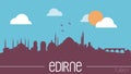 Edirne Turkey skyline silhouette flat design illustration Royalty Free Stock Photo