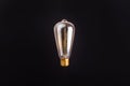 edison lamp on an isolated black background. Levitation with copyspace. Concept ecology, save planet earth, idea, save energy, Royalty Free Stock Photo