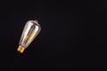 edison lamp on an isolated black background. Levitation with copyspace. Concept ecology, save planet earth, idea, save energy, Royalty Free Stock Photo