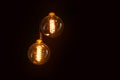 Edison light bulb, filament filament in vintage lamps Royalty Free Stock Photo