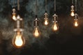 Edison light bulbs in front of a wooden wall Royalty Free Stock Photo