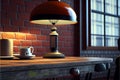 Edison table lamp in interior Vintage effect style picture. Minimal concept.