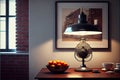 Edison table lamp in the interior Vintage effect style picture. Minimal concept.