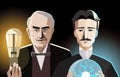 Great inventors with a light bulbs Royalty Free Stock Photo