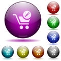 Edit cart items icon in glass sphere buttons Royalty Free Stock Photo