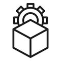 Edit cube gear icon outline vector. Scale digital