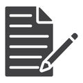 Edit document glyph icon, web and mobile, edit