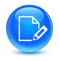 Edit document icon glassy cyan blue round button Royalty Free Stock Photo