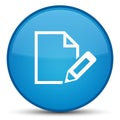 Edit document icon special cyan blue round button Royalty Free Stock Photo