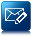 Edit email icon blue square button Royalty Free Stock Photo