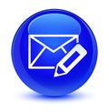 Edit email icon glassy blue round button