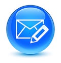 Edit email icon glassy cyan blue round button