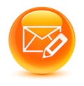 Edit email icon glassy orange round button