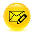 Edit email icon glassy yellow round button