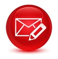 Edit email icon glassy red round button