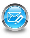 Edit email icon glossy cyan blue round button Royalty Free Stock Photo