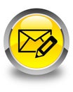 Edit email icon glossy yellow round button