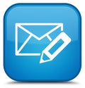 Edit email icon special cyan blue square button Royalty Free Stock Photo