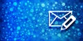 Edit email icon special glossy bokeh blue banner background glitter shine illustration