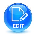 Edit glassy cyan blue round button Royalty Free Stock Photo