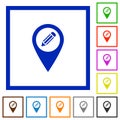 Edit GPS map location flat framed icons