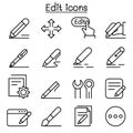 Edit icon set in thin line style
