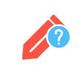 Edit icon, Tools and utensils icon with question mark. Edit icon and help, how to, info, query symbol