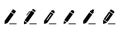 Edit icons set. Edit pen symbol. Edit pencil in glyph. Write symbol. Black pen icons. Glyph pencil symbol