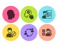 Edit person, User communication and Head icons set. Job interview, Select user and Opinion signs. Vector