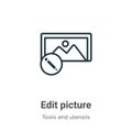 Edit picture outline vector icon. Thin line black edit picture icon, flat vector simple element illustration from editable tools